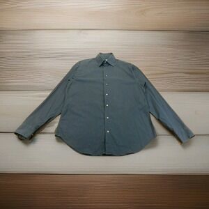 Armani Collezioni Men's Navy Blue Button Front Casual‎ Shirt Size Medium